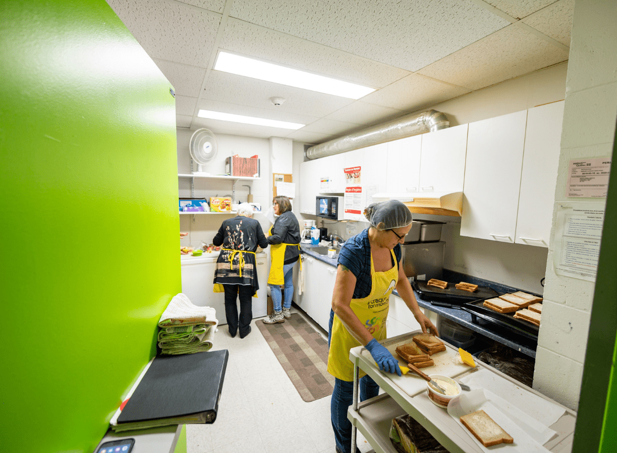 volunteers in kitchen